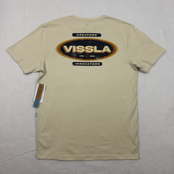 Vissla Vintage Wash Logo T-Shirt Mens Medium Bone Organic Cotton NWT - Picture 4 of 9
